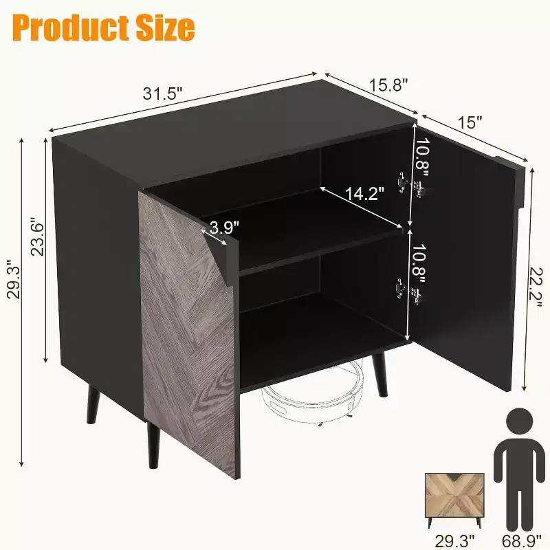 GustoWave 31.5 Cabinet with Shelves and Doors, Storage