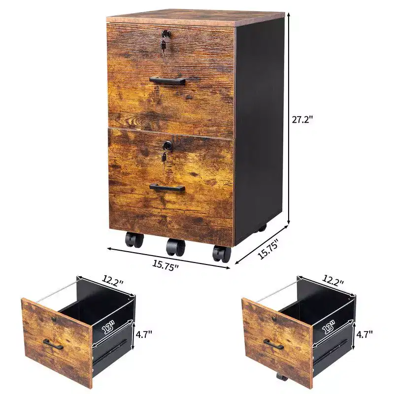 Karl Home 2-Drawer Brown MDF 15.75in. W Vertical File Cabinet