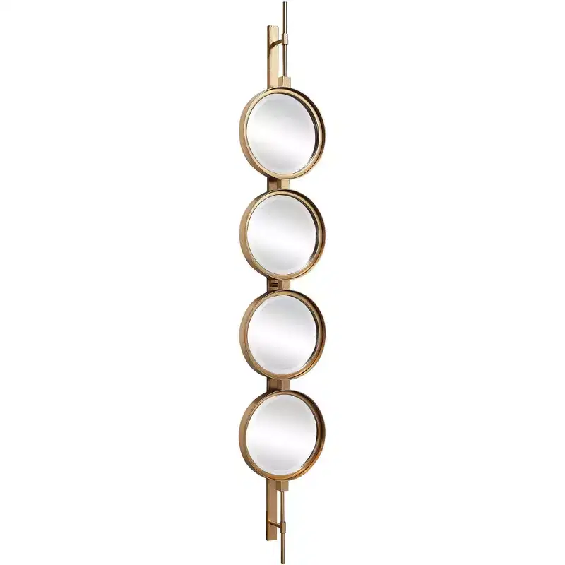 Vanity Accent Wall Mirror, Beveled Gold Leaf Iron Frame, 10