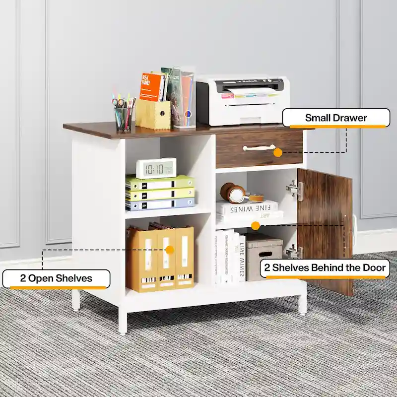 Large 63 L-Shaped Executive Office Desk with 31 File Cabinet