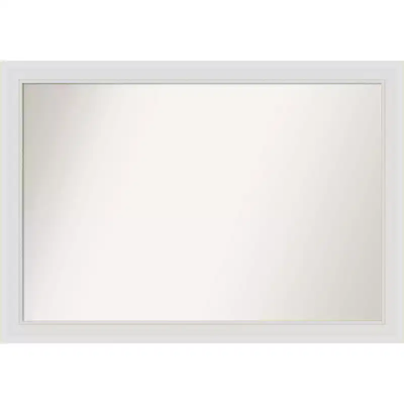 40"x28" Non-Beveled Flair Soft White Narrow Wall Mirror - Amanti Art: Modern Style, Polystyrene Frame