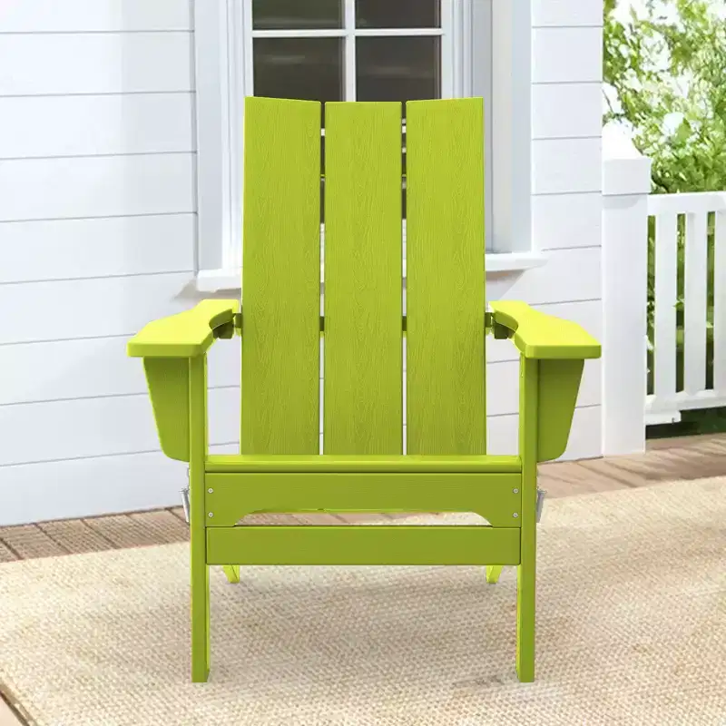 Hyleory HDPE Outdoor Folding Adirondack Chair, 103 degrees Curved Backrest