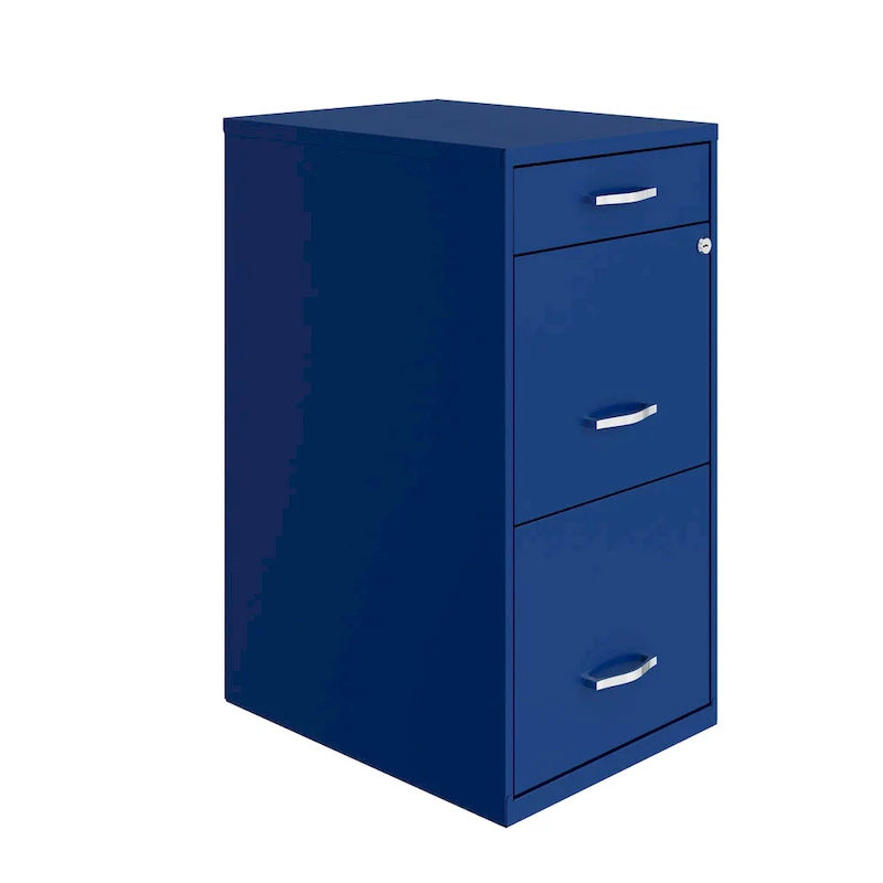 3-Drawer Metal File Cabinet, Letter Size, Cam Lock, Classic Blue, 18