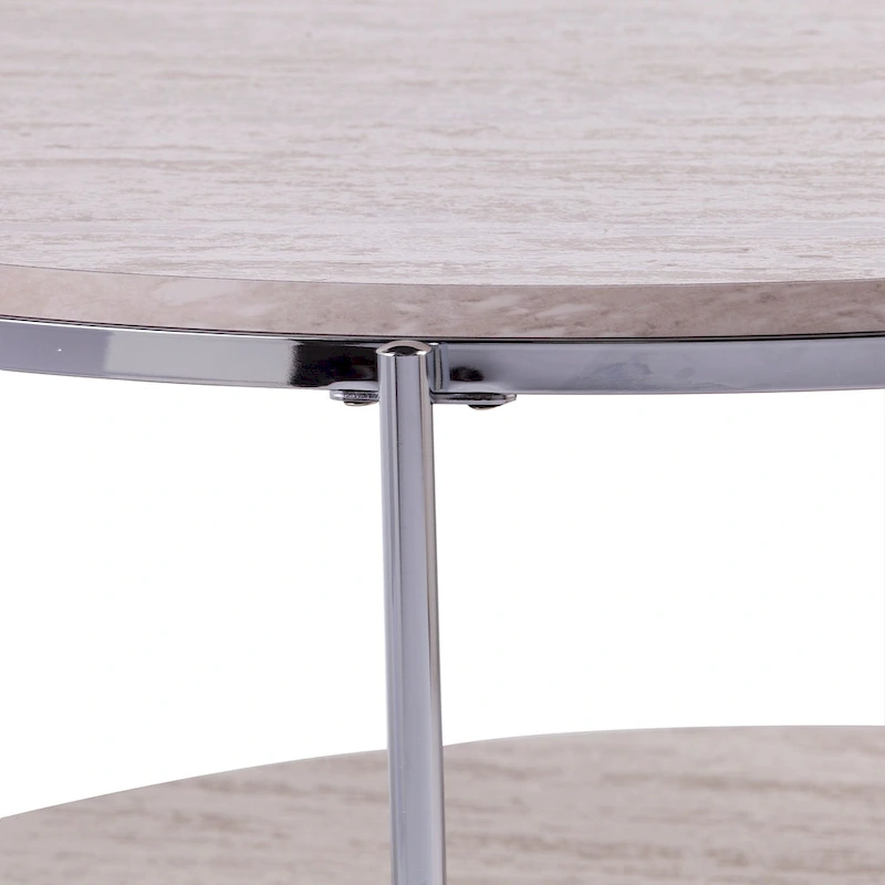 SEI Furniture Henderson Modern Faux Marble Round Coffee Table with Bottom Shelf