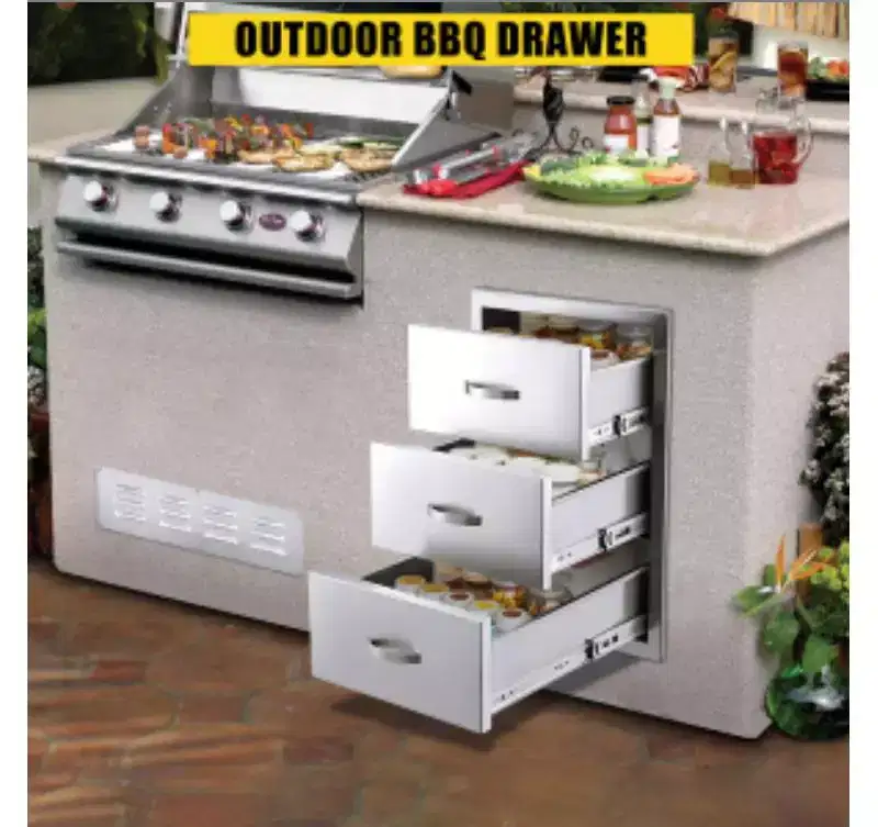 Stainless Steel 3-Drawer Cabinet with Ventilation Panels