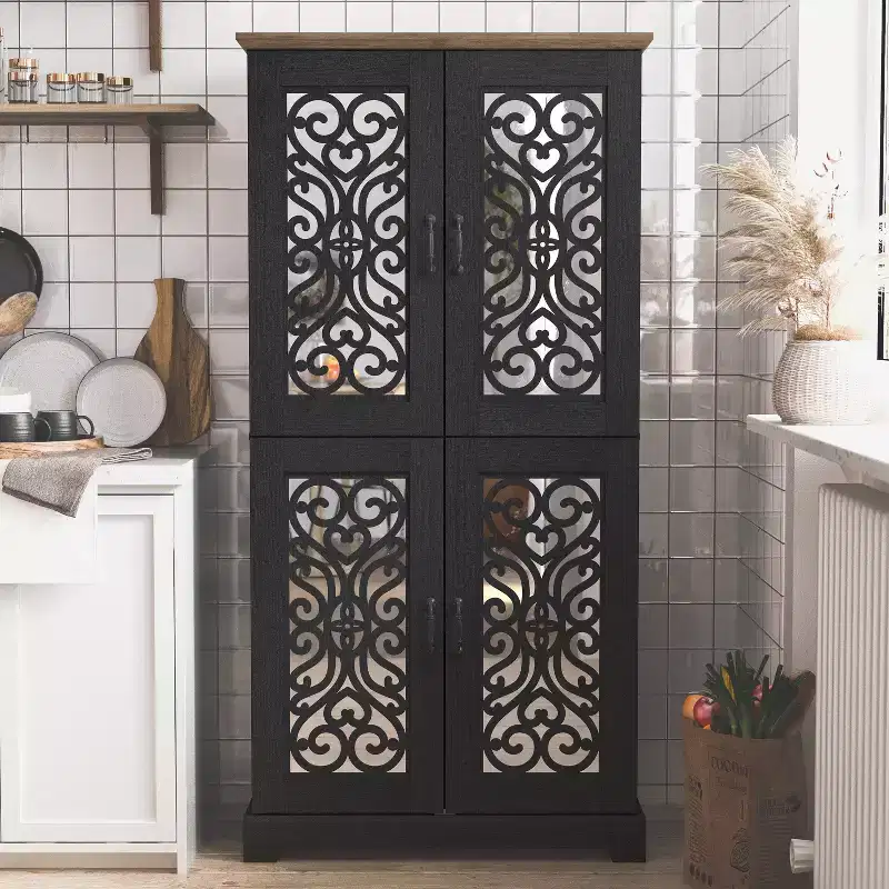 4-Door Kitchen Pantry Cabinet with Adjustable Shelves, 31.4