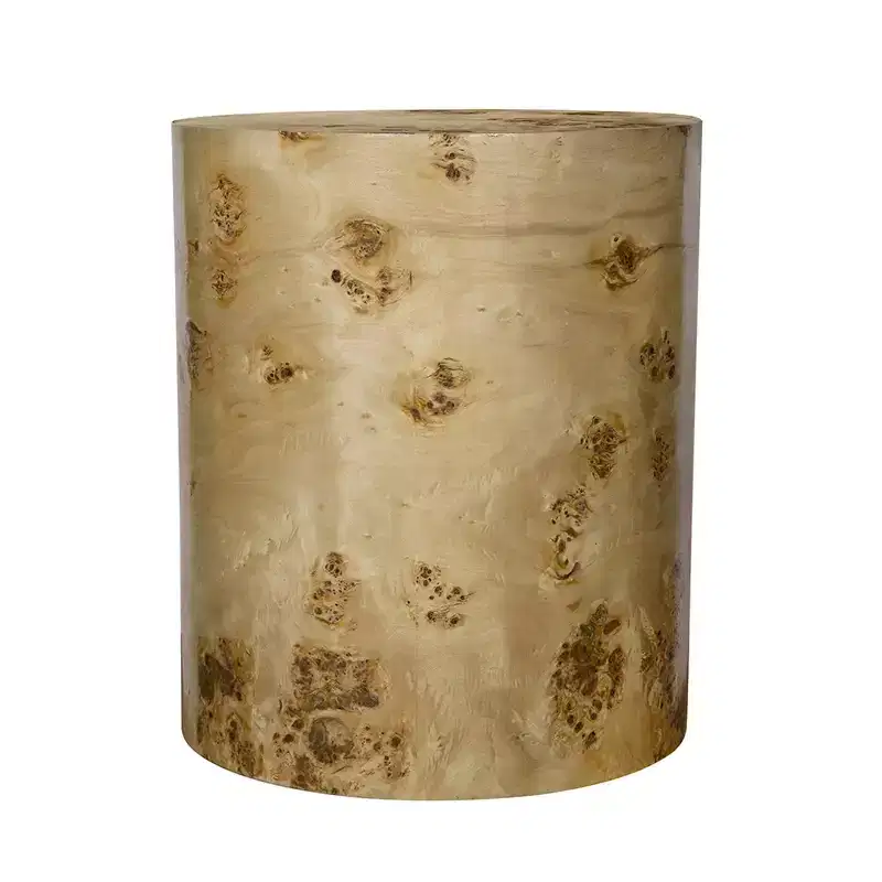 Burl Wood Brown Cylinder Side Table 20x20x24