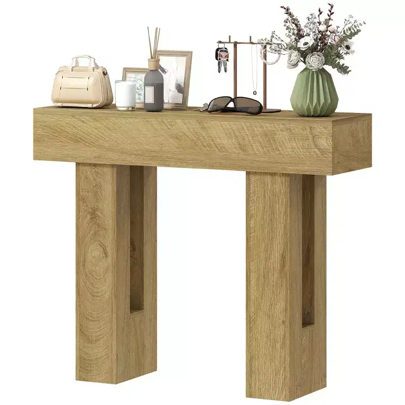 Narrow Farmhouse Console Table, Sofa Table for Living Room, Hallway, Entrance - Oak