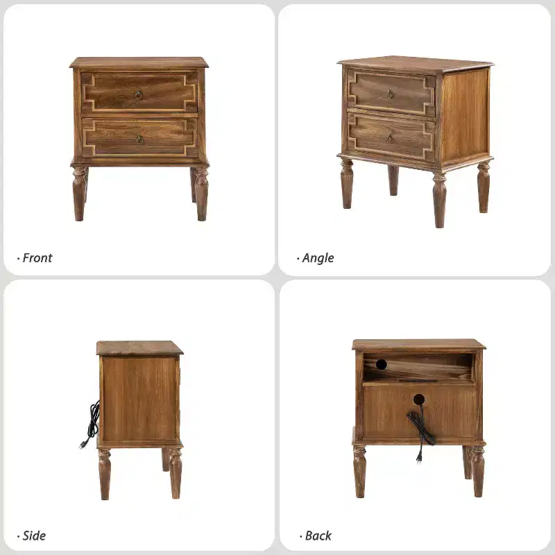 Tikal 28 Tall 2-Drawer End Table Set of 2 | HULALA HOME-WALNUT