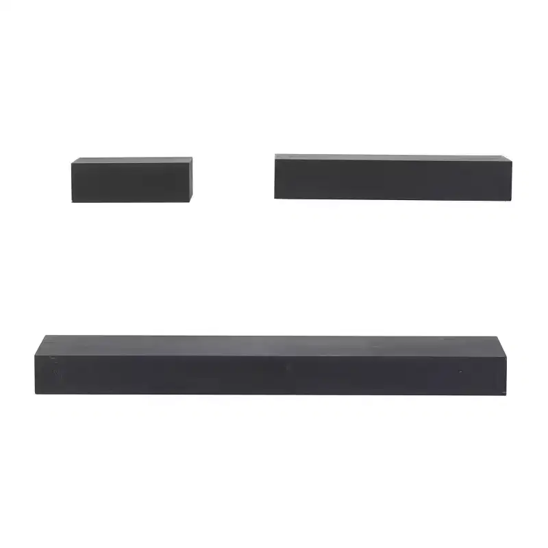 Set of 3 Wood Wall Shelves Black: CosmoLiving by Cosmopolitan, Modern Floating Shelf Set