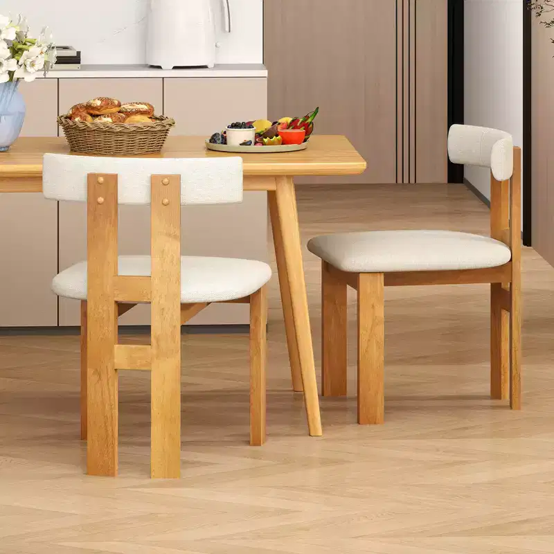 Costway Dining Chair Set of 2 Upholstered Kitchen Chair w/ Padded Seat & Curved Backrest
