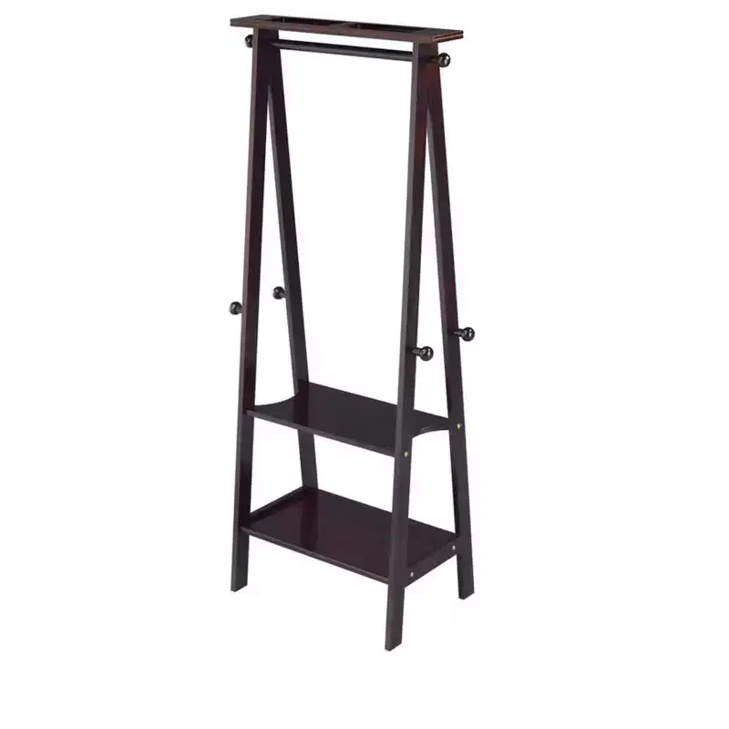 GDFStudio Chinedu Modern 59 Tall Wooden Coat Rack with 3 Open Shelves