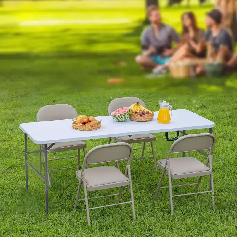 Folding Table, Outdoor Indoor Heavy Duty Portable with Carrying Handle for Camping