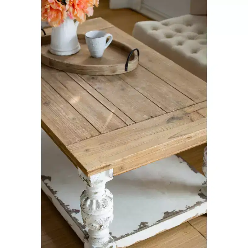 French Country Rectangular Wooden Coffee Table 47x27.5x20
