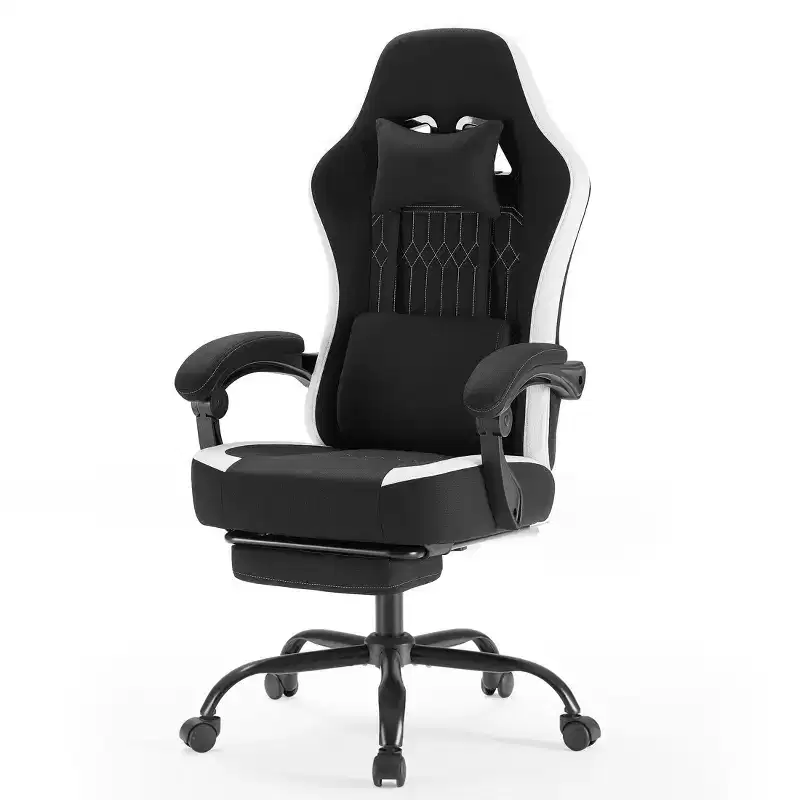 TUYOHW Microfiber Swivel Criss Cross Chair on Wheels,Office Chair with Removable Headrest and Waist Pillow,Gaming Chair for Office