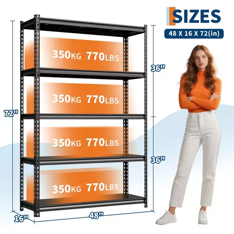 Steel Single-Layer Storage Rack, Silver, 1-Person Assembly, 350KG Capacity