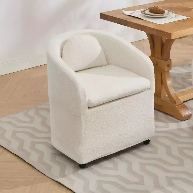 Okak Modern Dining Chairs Set of 2, Comfy Chenille Dining Room Chairs with Universal Wheels & Thick Cushions, Upholstered Kitchen Side Chairs