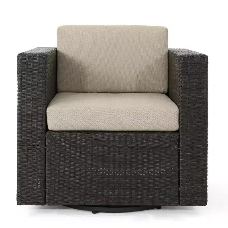 Christopher Knight Home Puerta Outdoor Wicker Swivel Club Chair with Water-Resistant Cushions