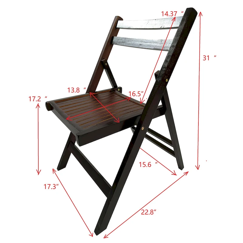 Wood Slatted Folding Chair ,Set of 4