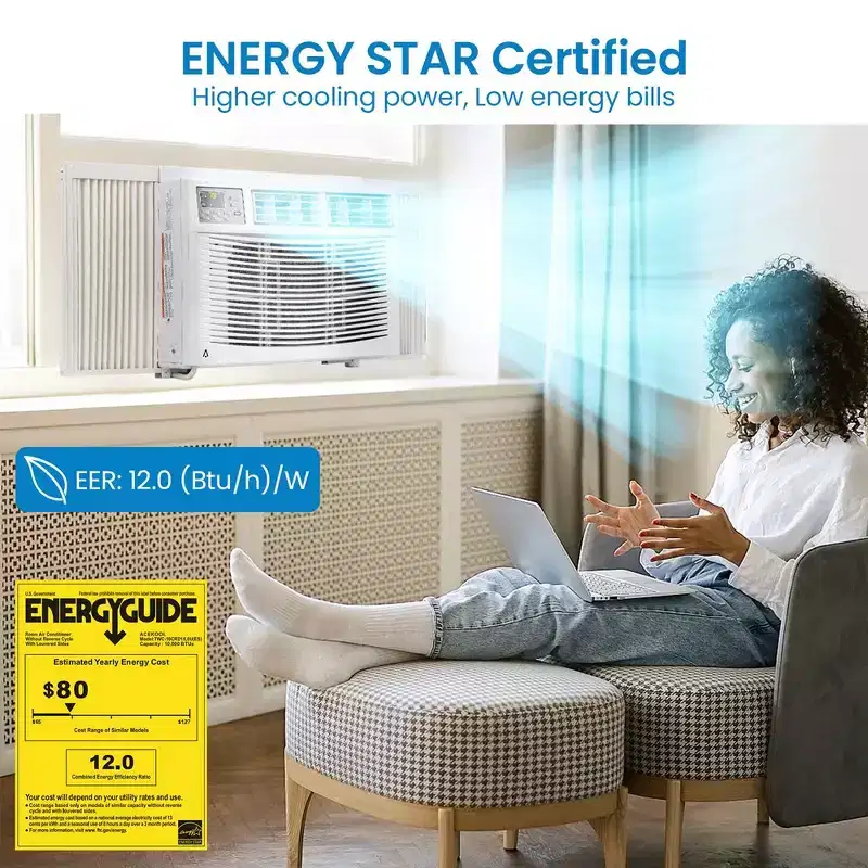 10000 BTU Smart Window Air Conditioner, Window AC Unit with Remote/App Control