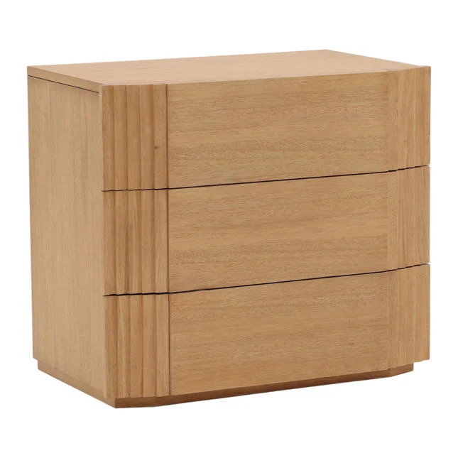 Minimalist Rubberwood & Oak Veneer Nightstand with Single Drawer & Tapered Legs for Bedroom