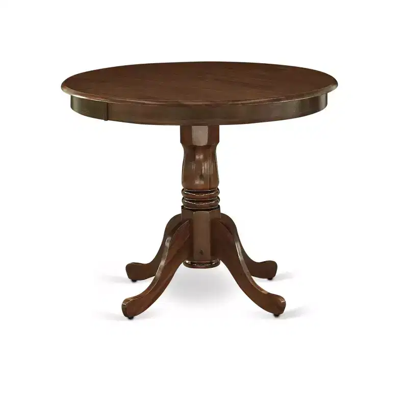 Round Pedestal Dining Table Set with 2 Chairs - Antique Walnut Finish Kitchen Set