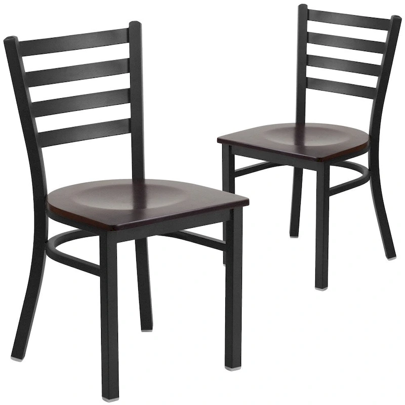2 Pack Ladder Back Metal Restaurant Chair - 16.5W x 17D x 32.25H - 16.5W x 17D x 32.25H