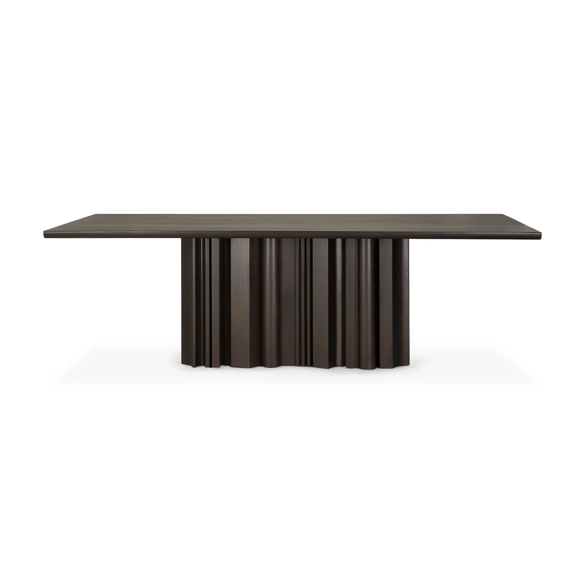 Sculptural Solid Mahogany Dining Table with Rhythmic Alternating Base for Dining Rooms