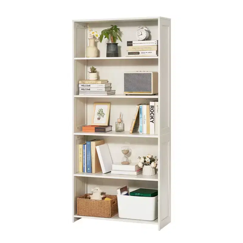 VEVOR 5 Tiers Wide Bookshelf, 68 in Wooden Open Bookcase with Display Storage Organizer Shelf, Freestanding Tall Display Floor Bookcase Bookshelf
