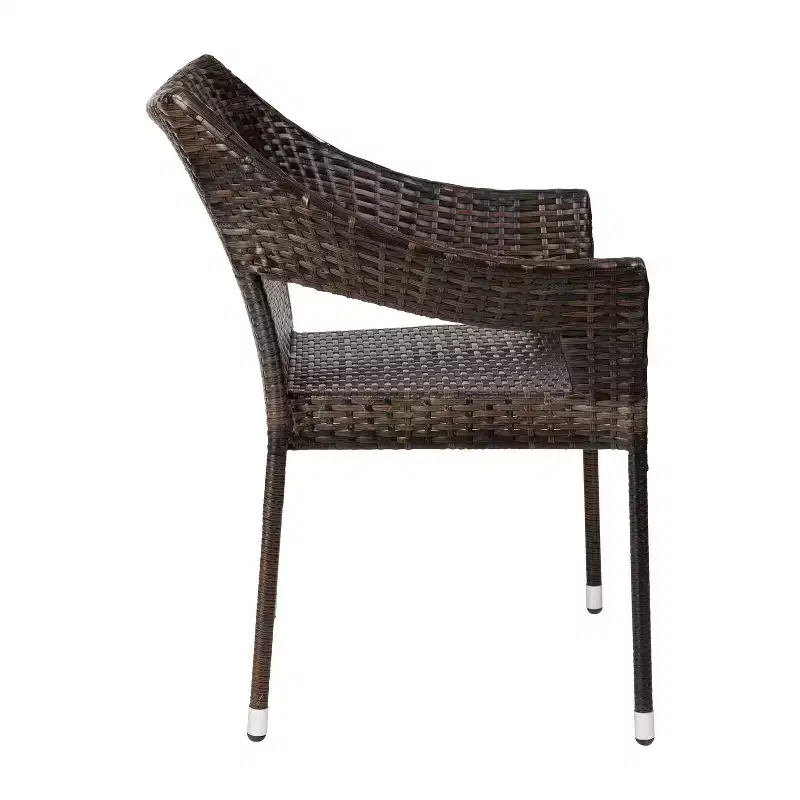 Flash Furniture Ethan Commercial Grade Stacking Patio Chair, All Weather PE Rattan Wicker Patio Dining Chair