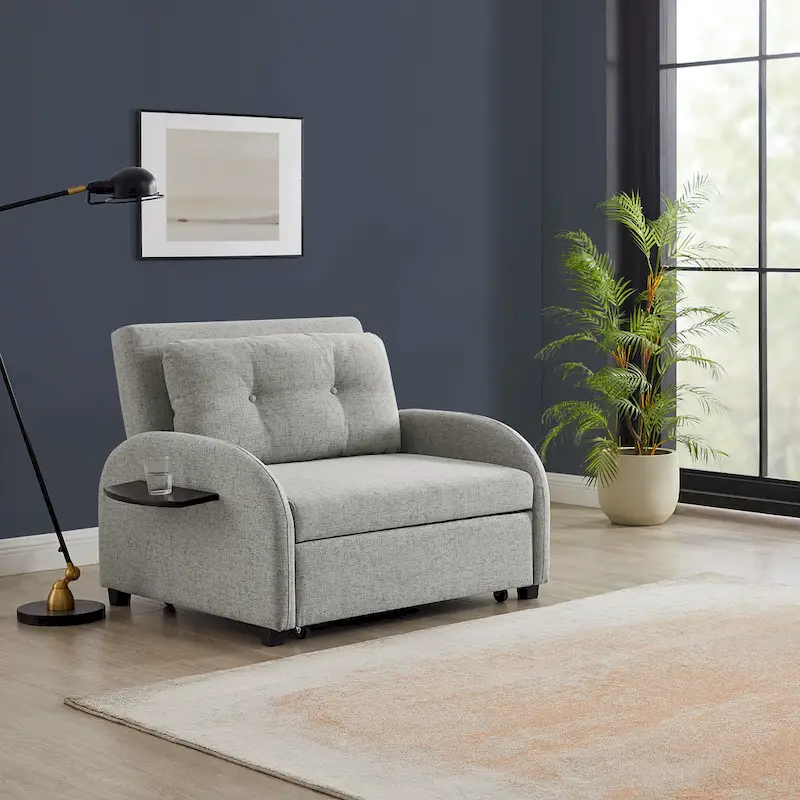 Scarboro Grey Upholstered Wide Convertible Bed