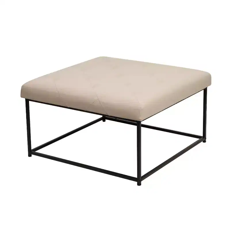 Flash Furniture Ashton 30 Square Upholstered Tufted Ottoman with Metal Frame