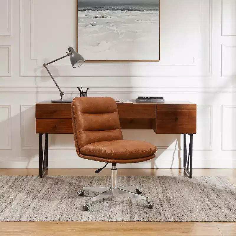 Art Leon Faux Leather Swivel and Adjustable Home Office Chair