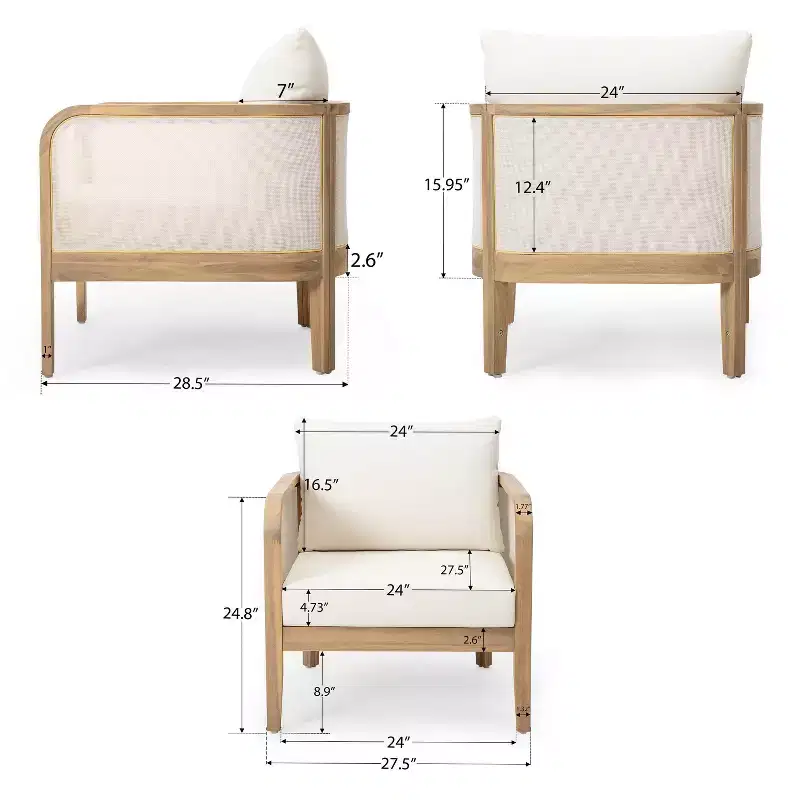 Christopher Knight Home Linksy Modern Patio Acacia Club Chair Water Repellent Cushion