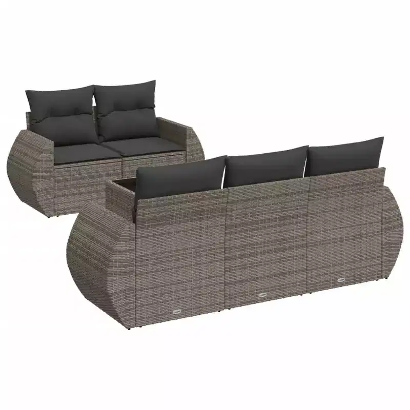 vidaXL 6 Piece Patio Sofa Set with Cushions Outdoor Furniture Poly Rattan