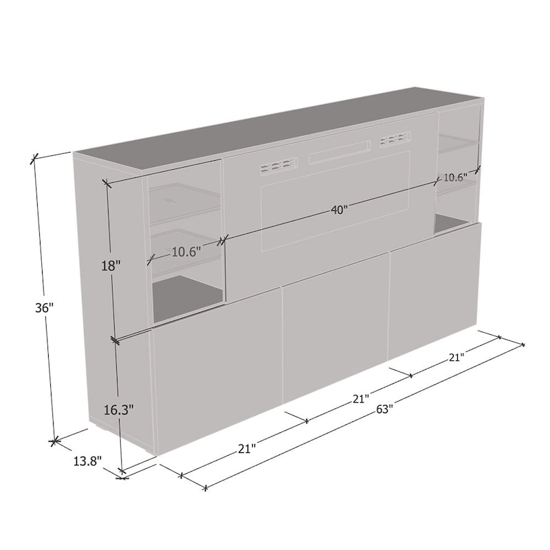 Komi WH03 63-inch Modern Electric Fireplace Sideboard
