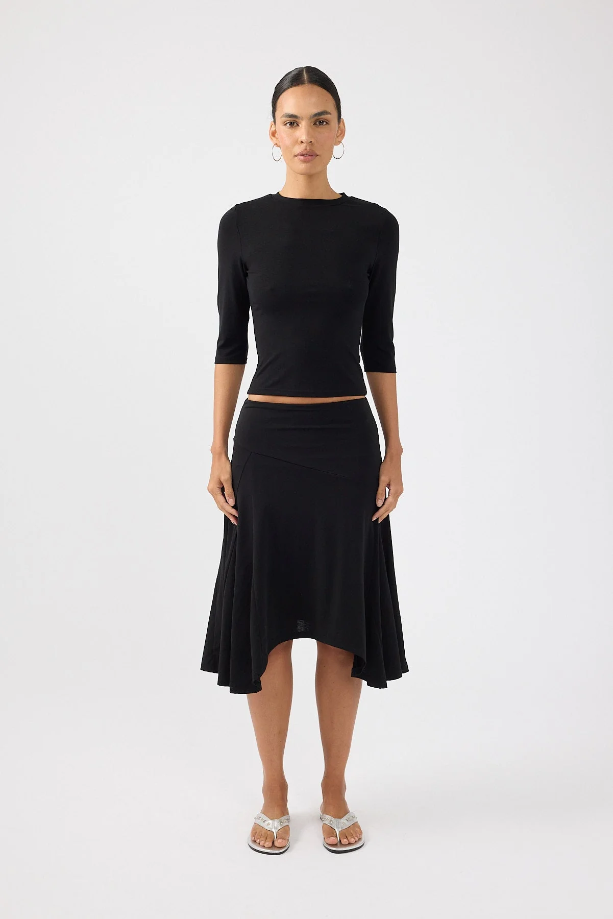 Asymmetrical Midi Skirt Black