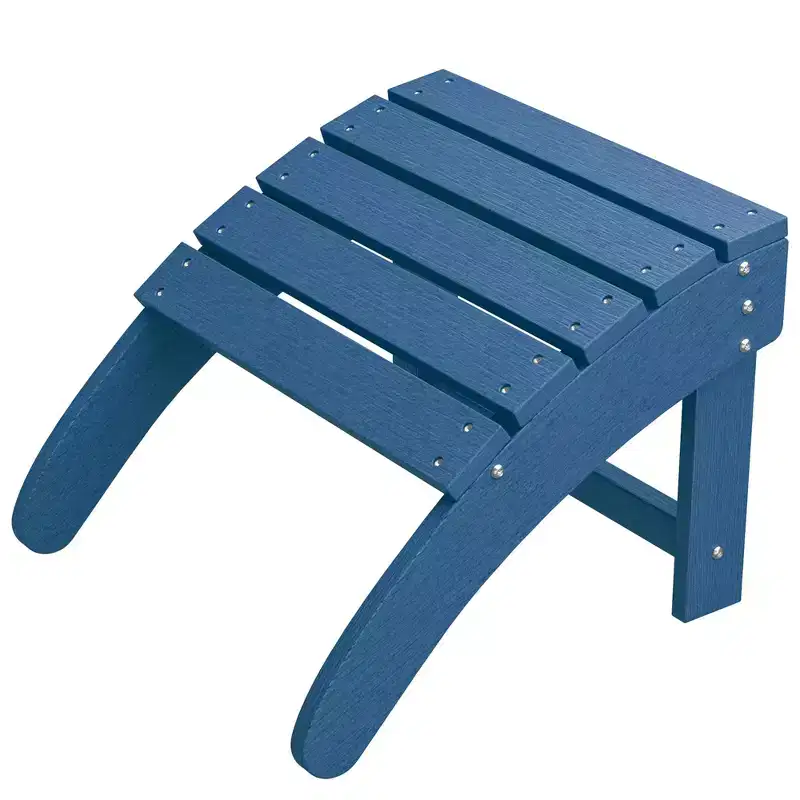 HDPE Adirondack Ottoman Foot Rest, Weather Resistant Outdoor Footstool  Easy Care, for Patio, Porch, Lawn, Poolside, Backyard, Navy Blue