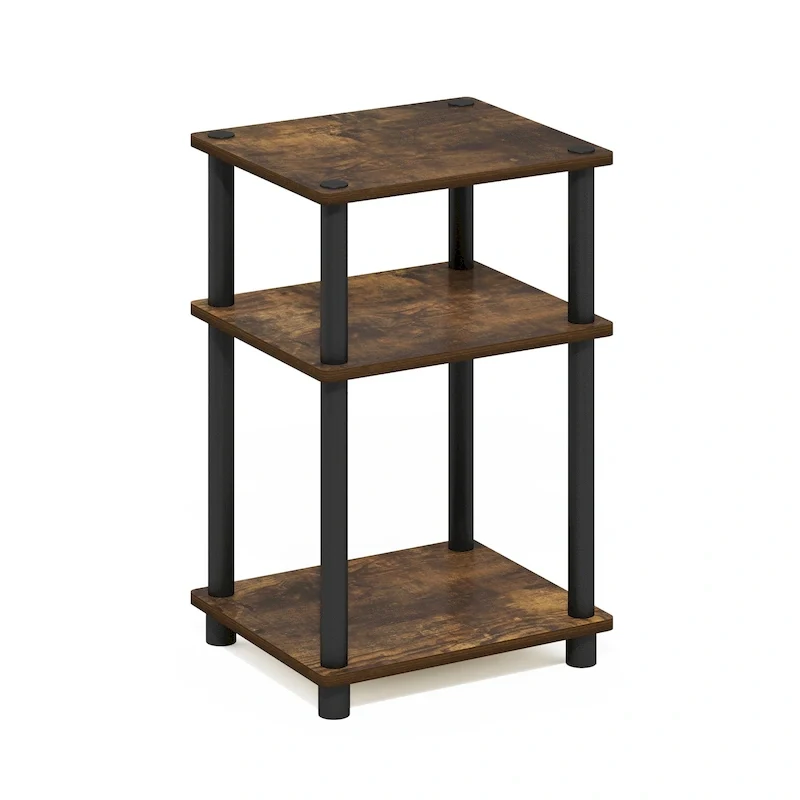 3-Tier End Table, Sonoma Oak/White, No-Tools Assembly, 1-Person