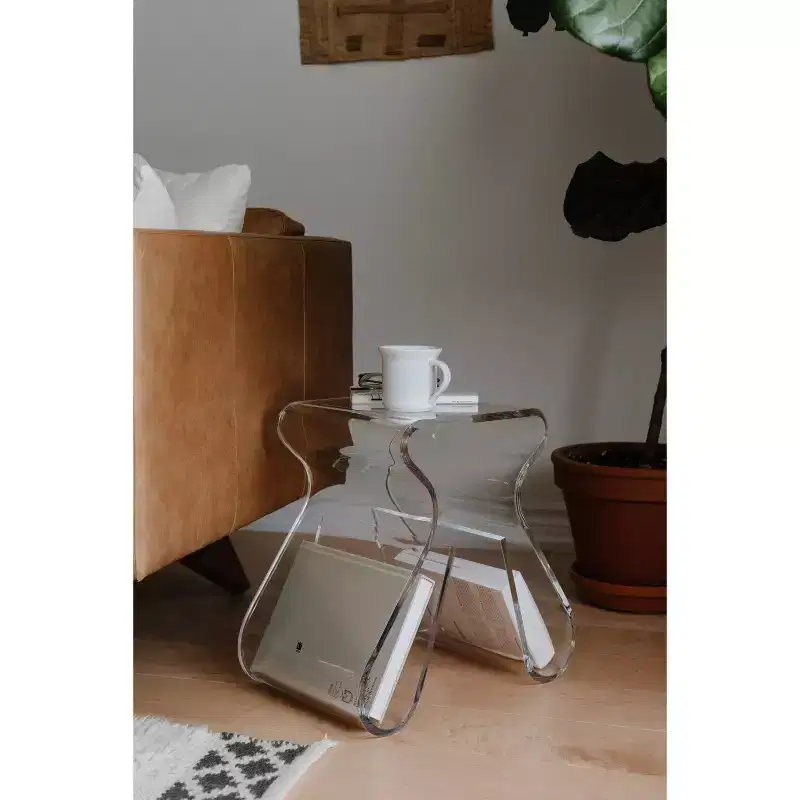 Acrylic Stool and Magazine Rack, Clear