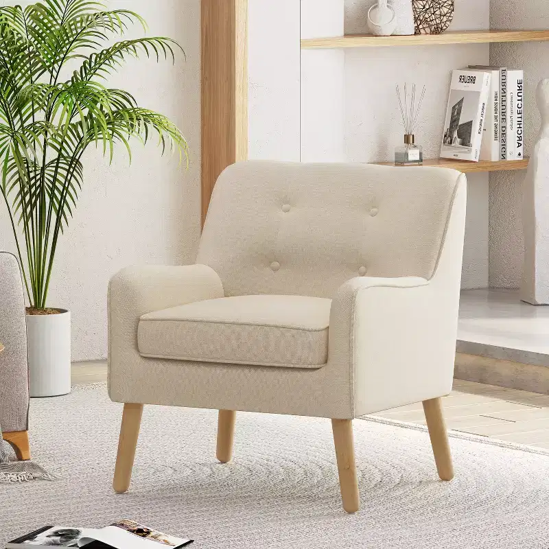 Christopher Knight Home Calix Mid-Century Modern Button Tufted Upholstered Accent Chair