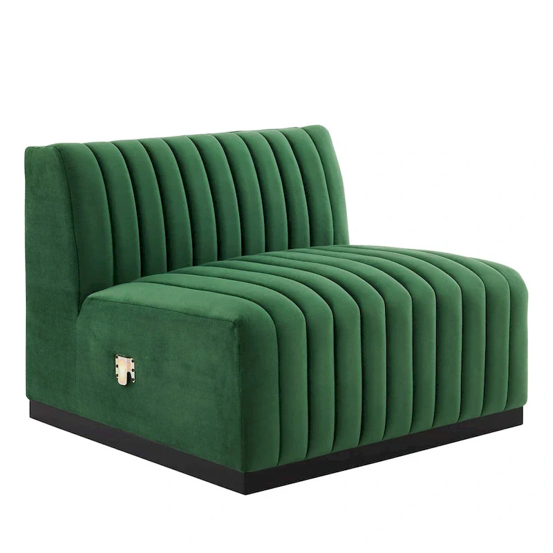 Channel Tufted Velvet Upholstered Sofa