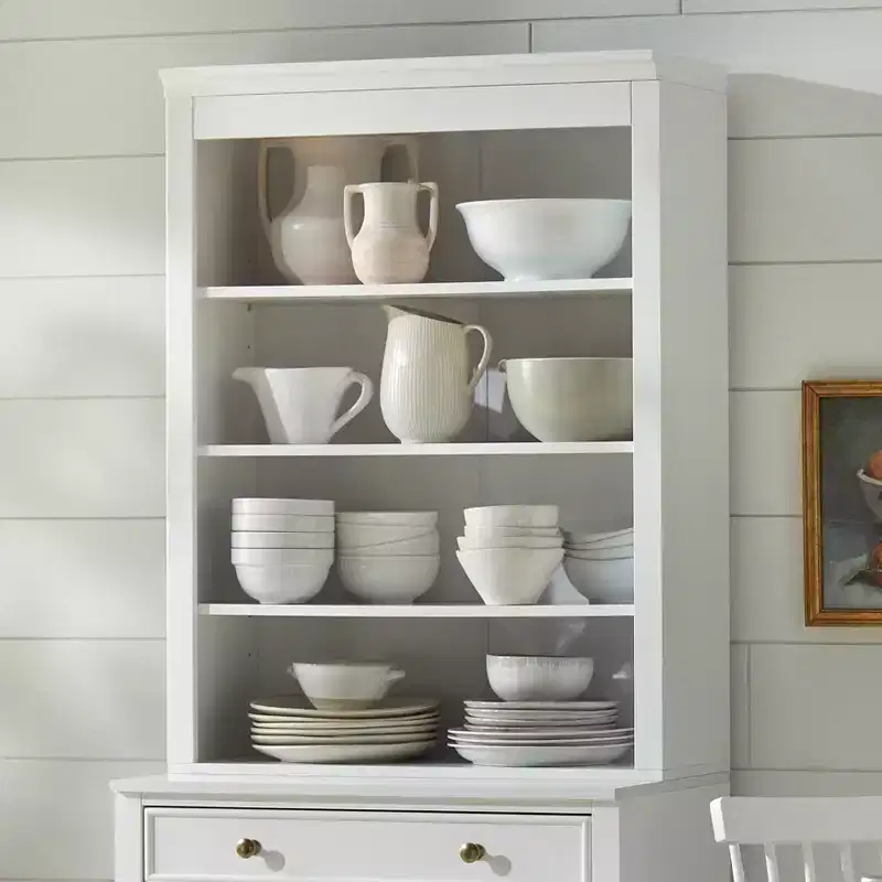 3-Shelf Display Hutch White | Modern Farmhouse Storage