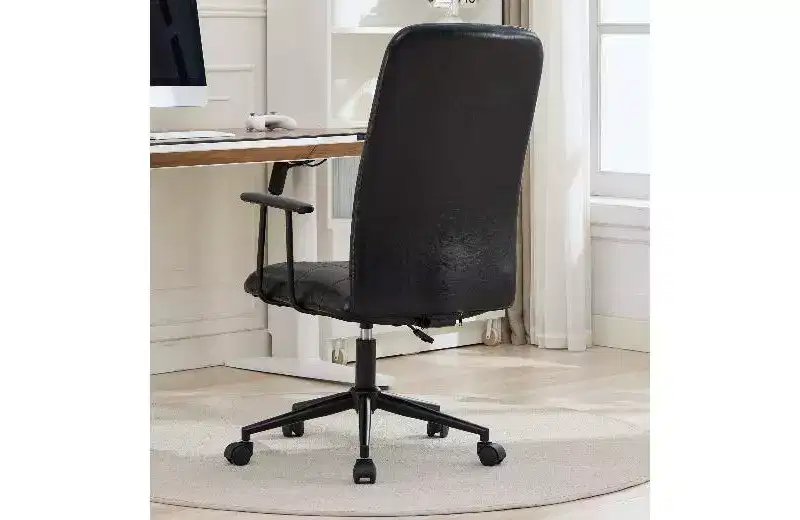 High Back Swivel Chair, Ergonomic Office Chair with Adjustable Gas Lift, PU Leather Home Office Desk Chair with Armrests & Wheels