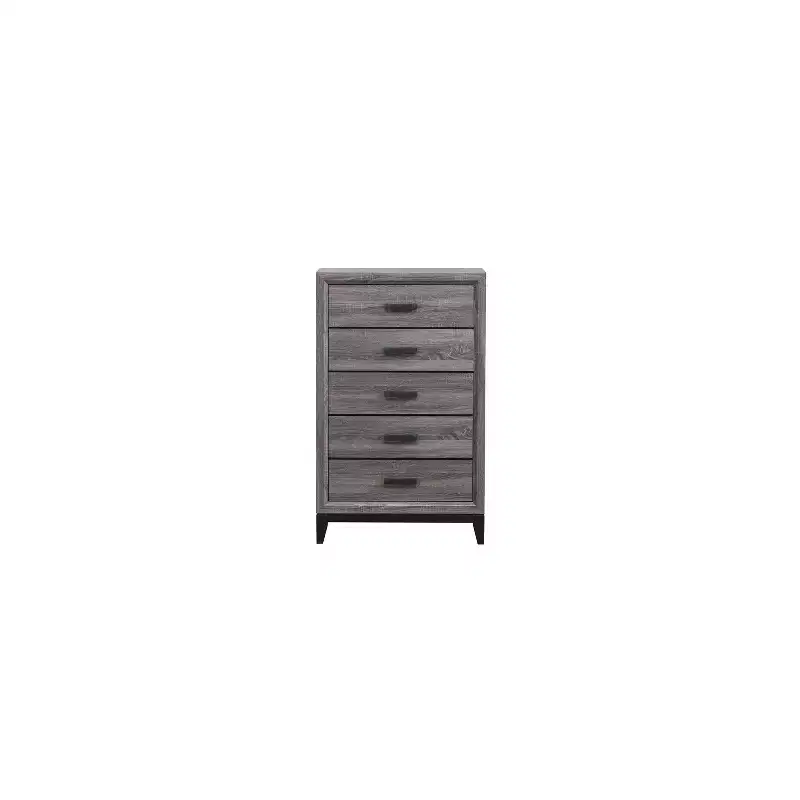 HomeStock 19 in.H Wood Veneer Vertical Dressers with 5 - Drawers in Gray Finish