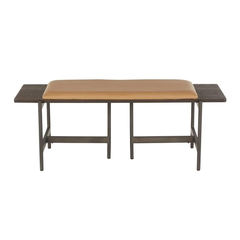 Chloe Contemporary Bench with Upholstered Seat & Wood Accent