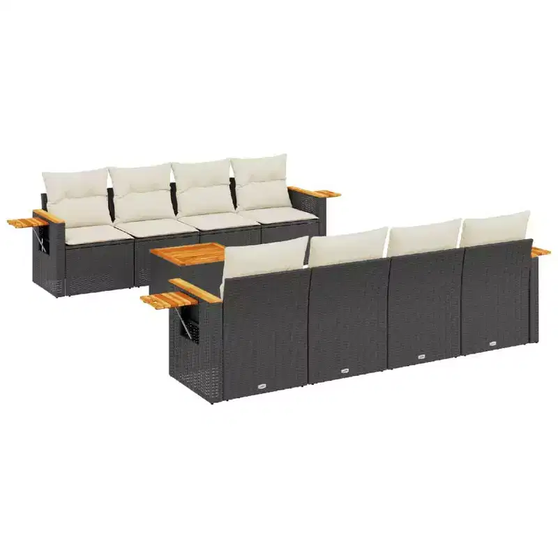 vidaXL Garden Sofa Set Black PE rattan 92.1 inches wide