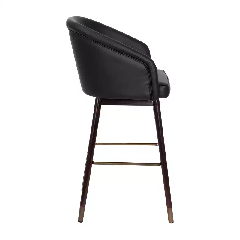 Upholstered Bar Height Dining Stool with Wood Frame