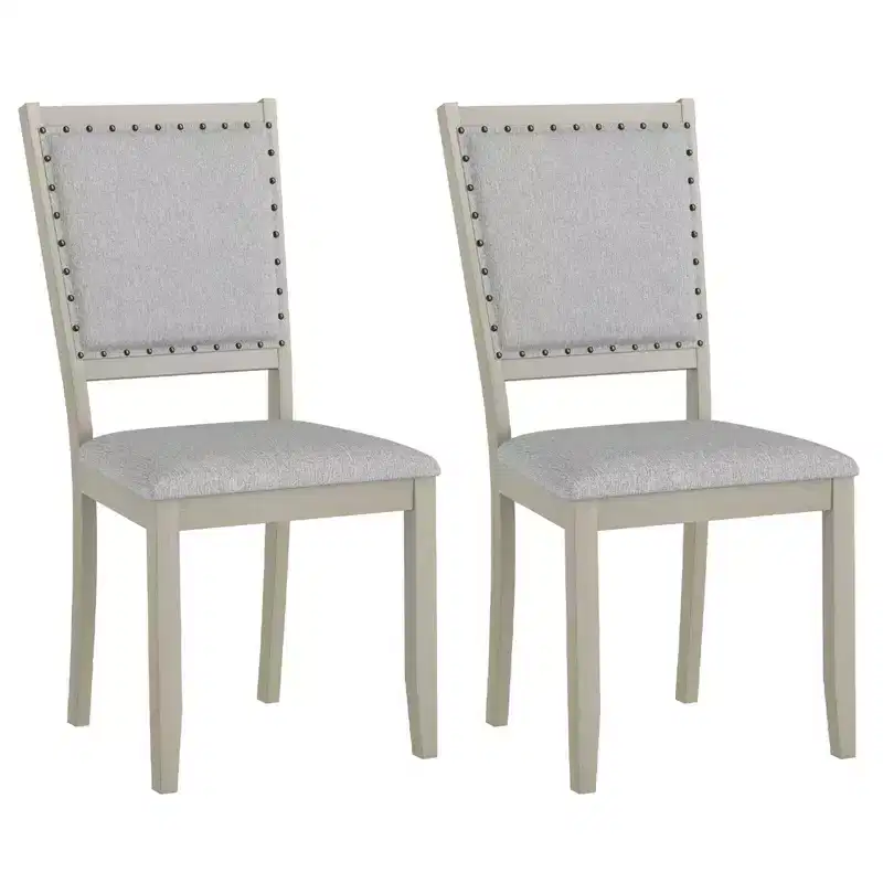 Costway 2/4 PCS Farmhouse Dining Chair Fabric Upholstered Kitchen Chairs for Dining Room