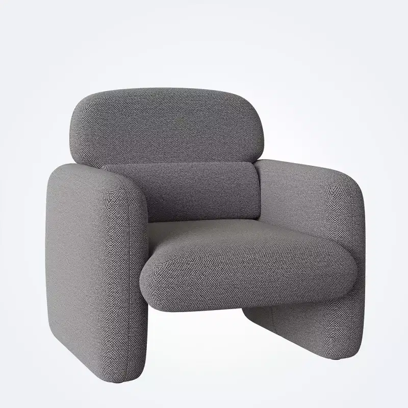 Gray Upholstered Accent Chair Single Seater Lounge Chair, 30.7x29.5x28.5 Plush Velvet Fabric Over Wood Frame for Living Room Reading Nook